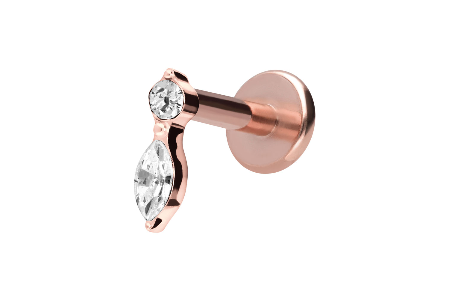 Titan Labret Piercing mit Innengewinde KRISTALLBLATT